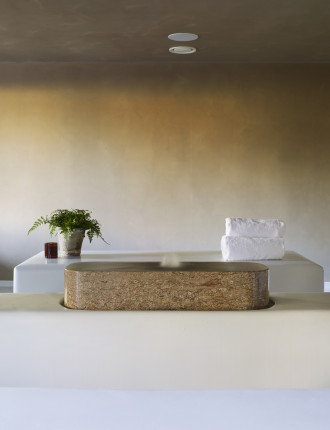 Spa room with seamless resin floors and walls